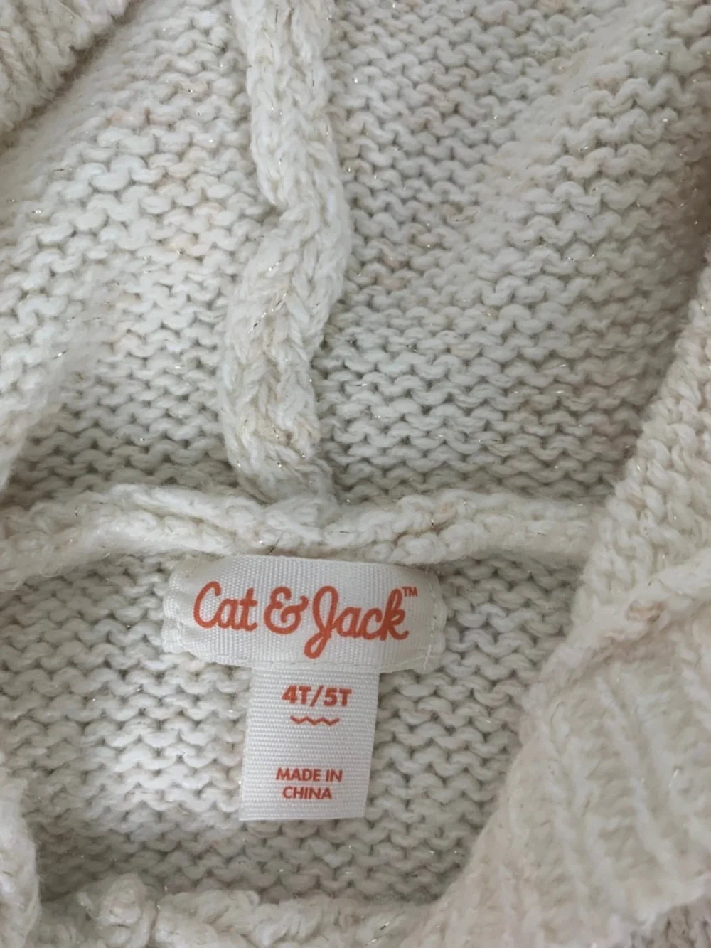 The Children's Place/Cat & Jack Bundle Cream Reindeer Knit Top Hooded Sweater 4T